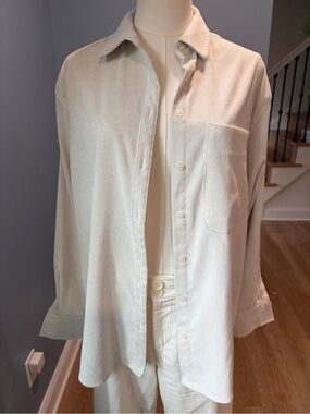 A New Day Cream Corduroy Oversized Button Down Shirt Small